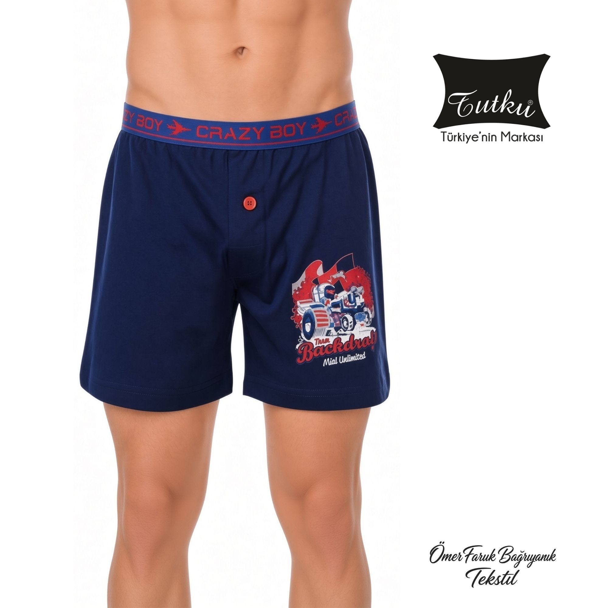 Tutku Çocuk Elastan Baskılı Boxer