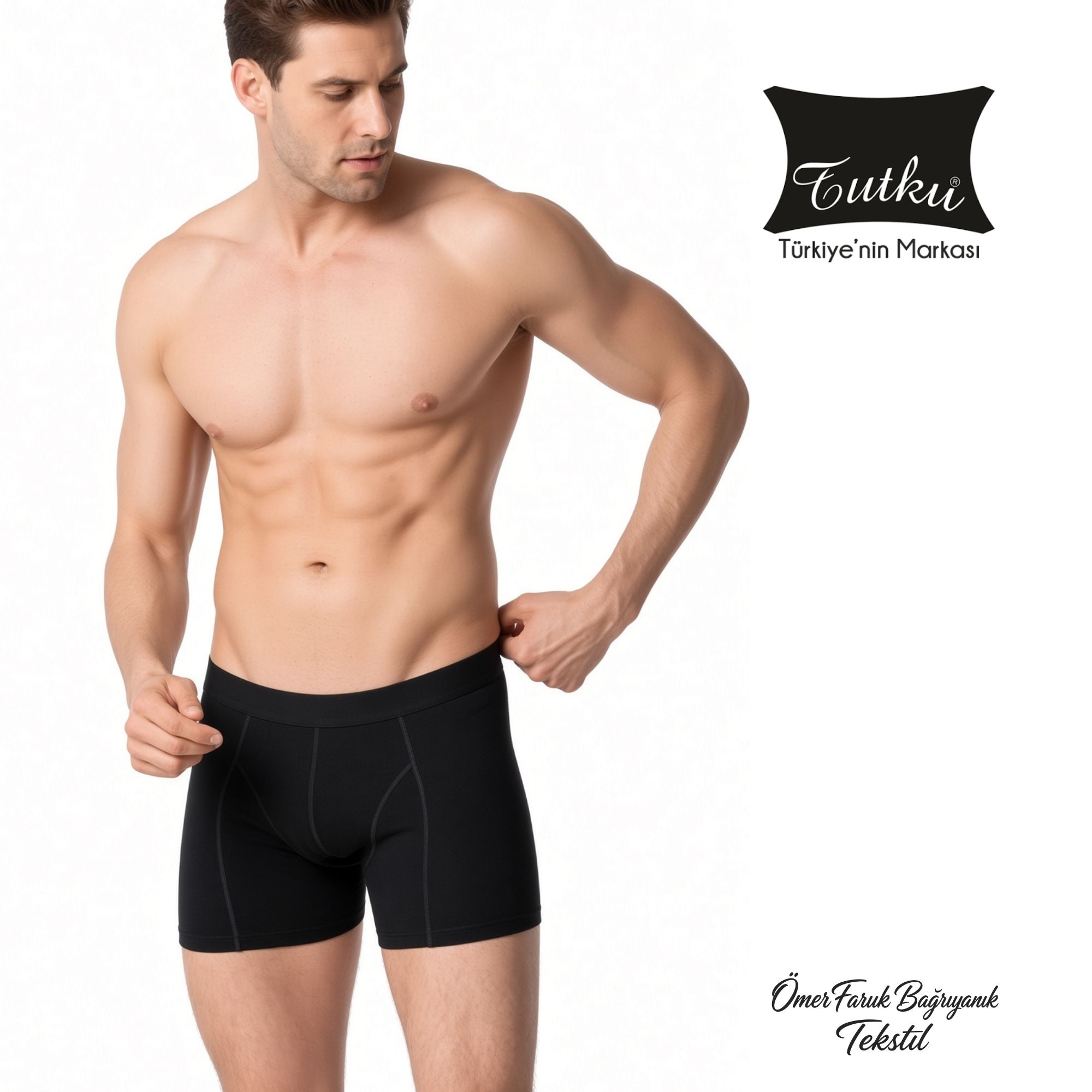 Tutku Erkek Likralı Elastan Boxer Siyah 0114
