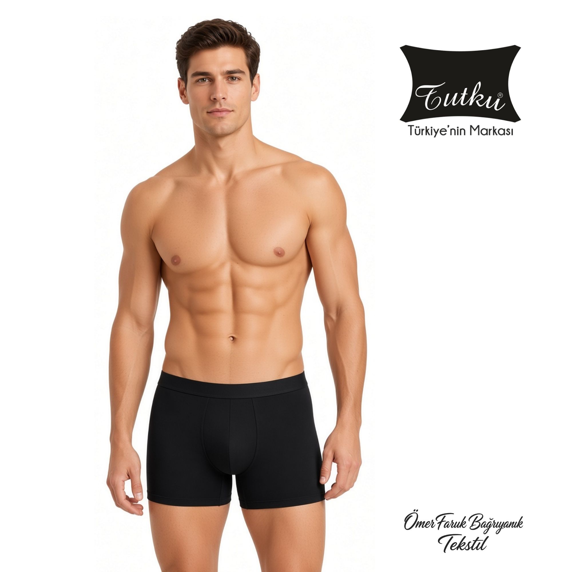Tutku Siyah Likralı Elastan Spor Pamuk Boxer 0400