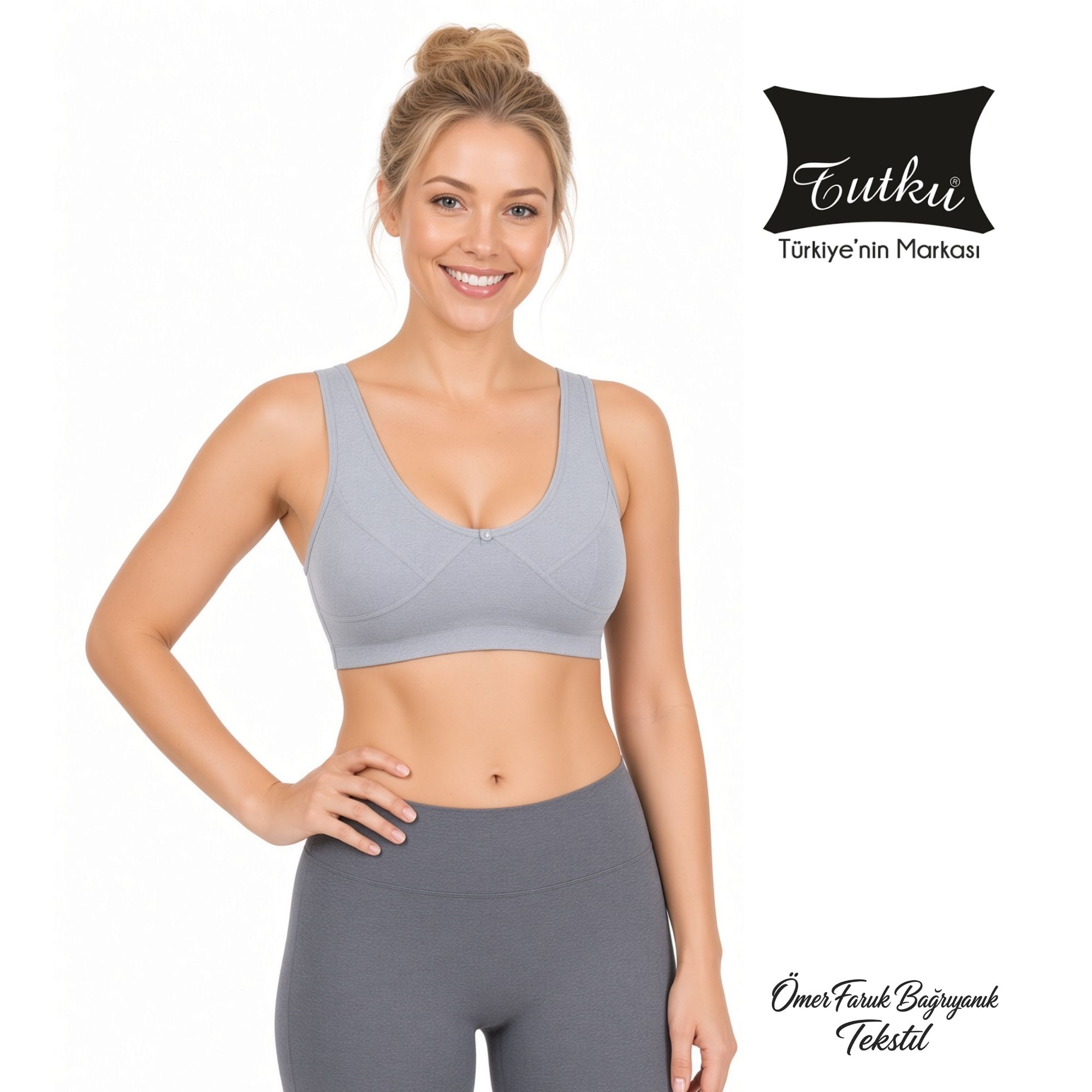 Tutku Gri Yarım Atlet Sütyen Body 0152