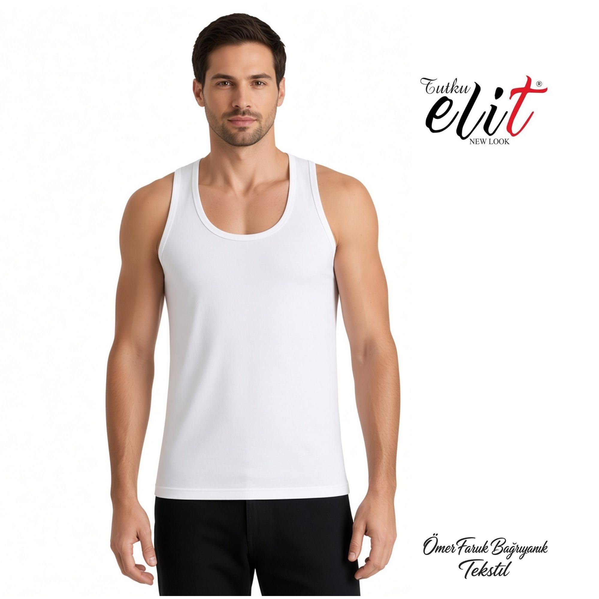 Tutku Elit Beyaz Erkek Elastan Spor Atlet 1304