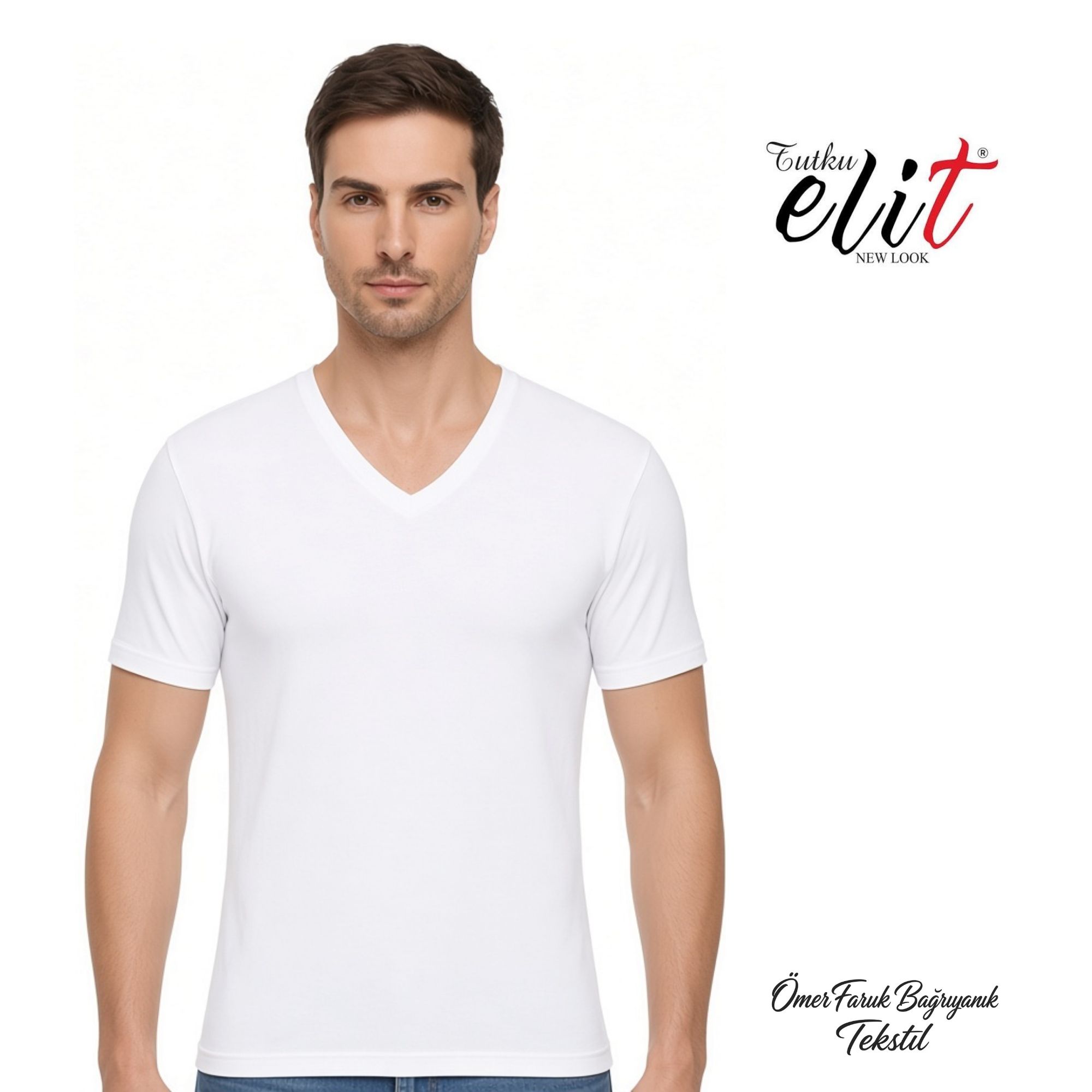 Tutku Elit Beyaz Elit Elastan V Yaka 1303