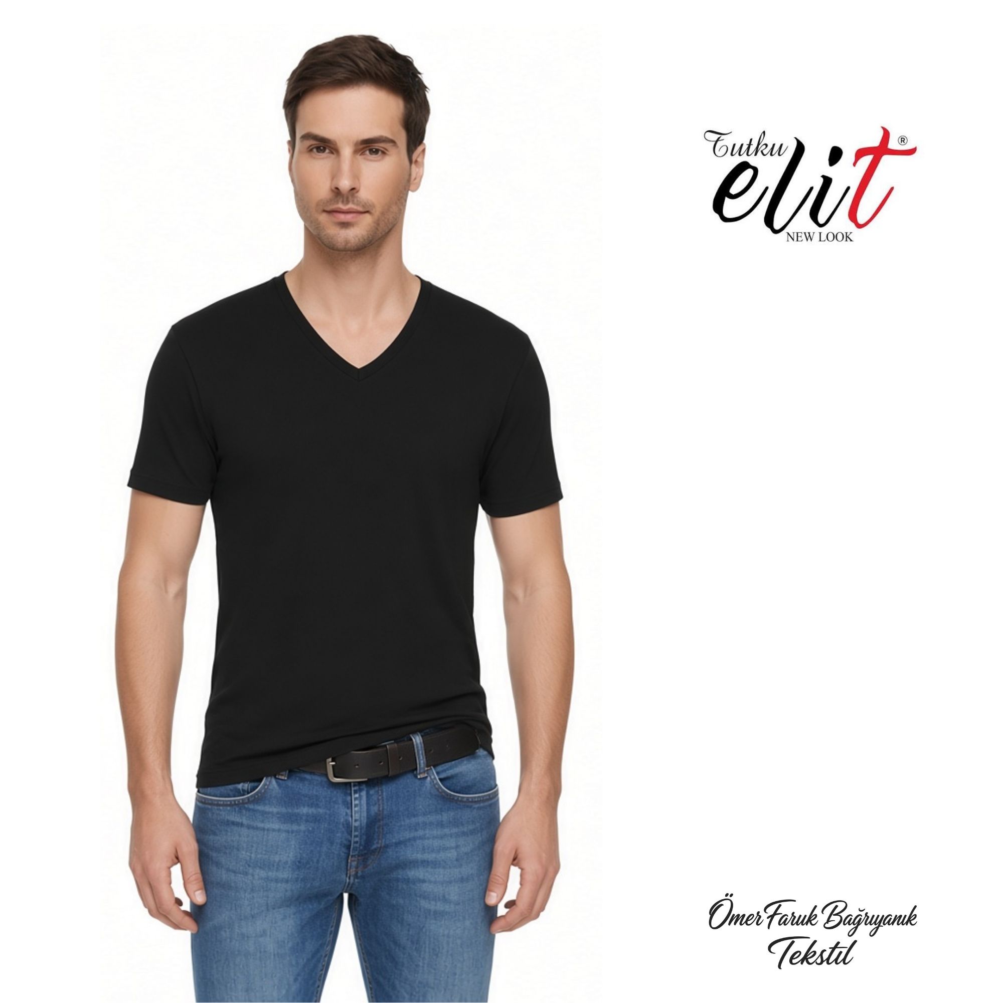 Tutku Elit Siyah Elit Elastan V Yaka 1303