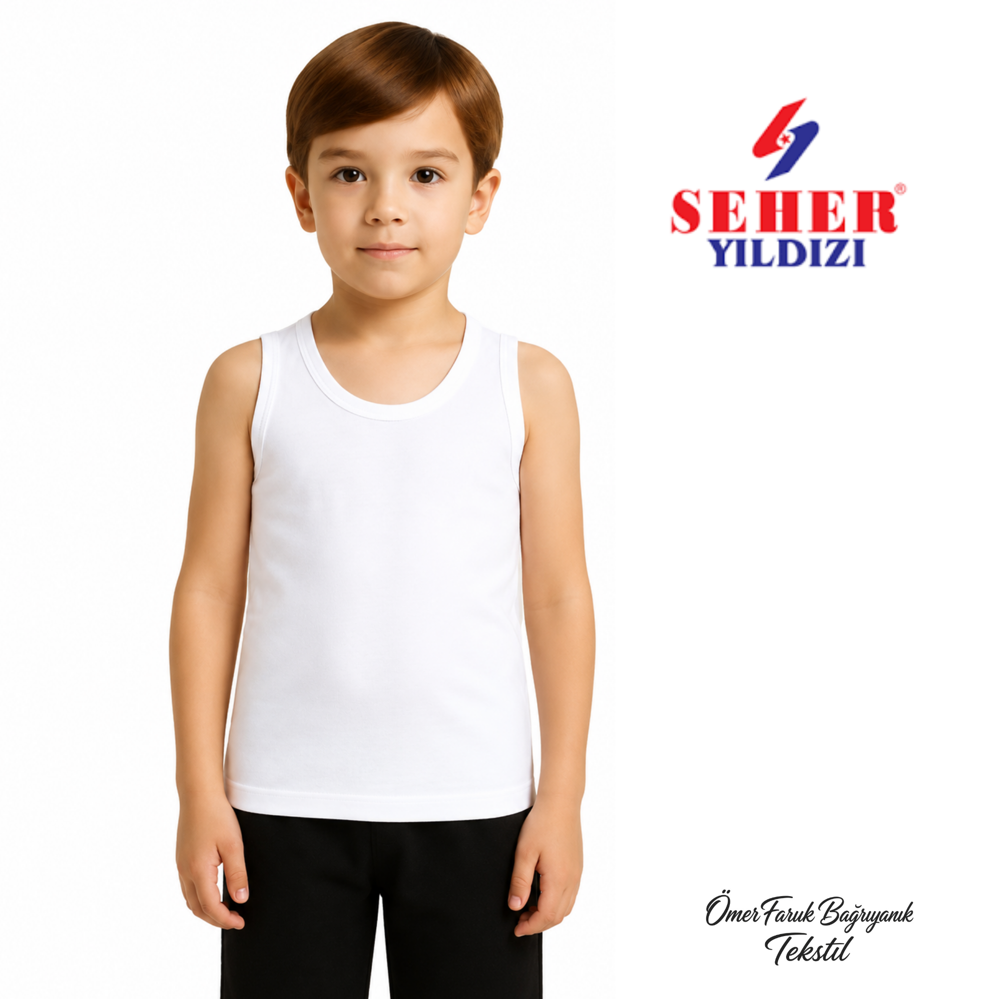 Seher Yıldızı Beyaz Erkek Çocuk Penye Atlet 0036