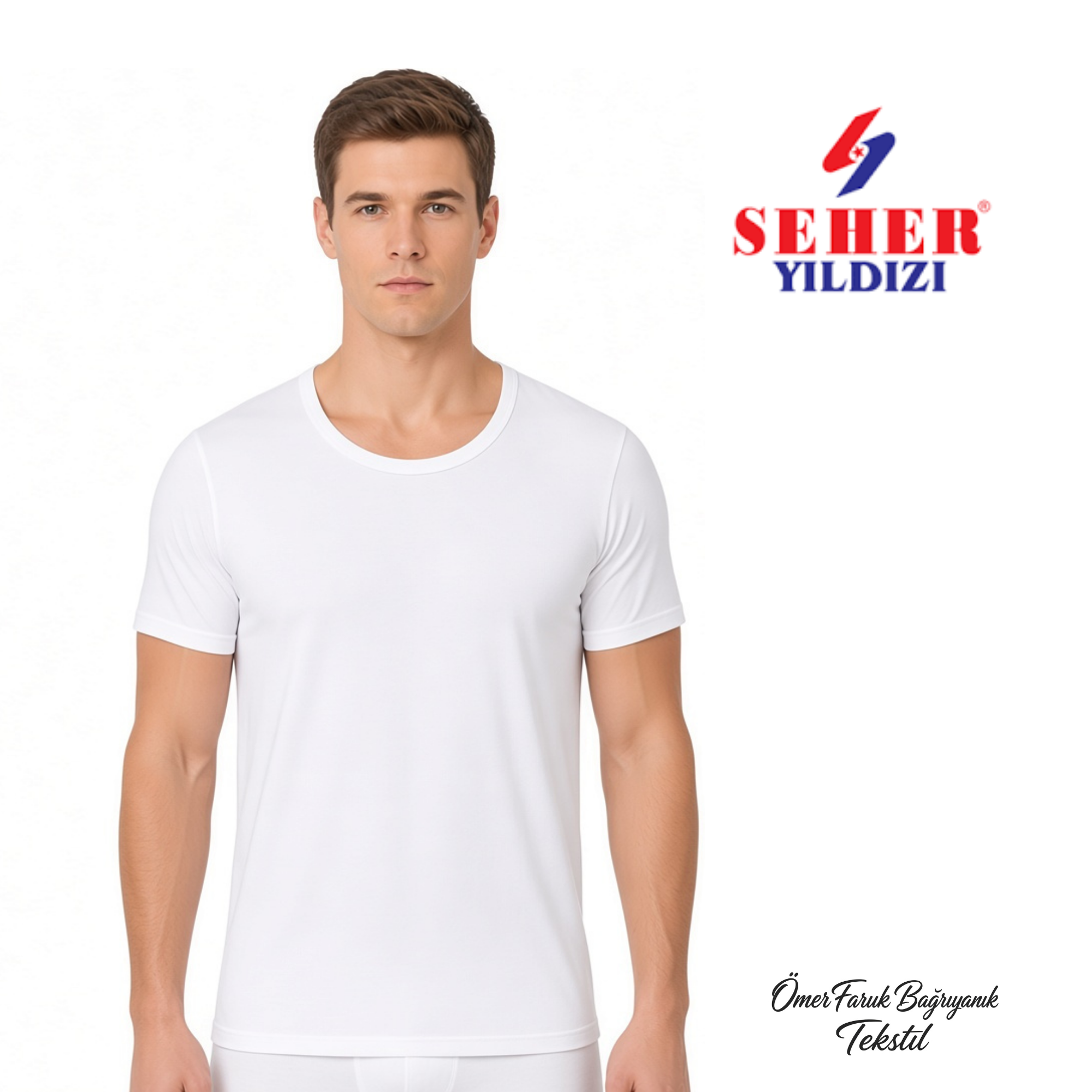 Seher Yıldızı Beyaz Penye Bisiklet Yaka Fanila Atlet 002