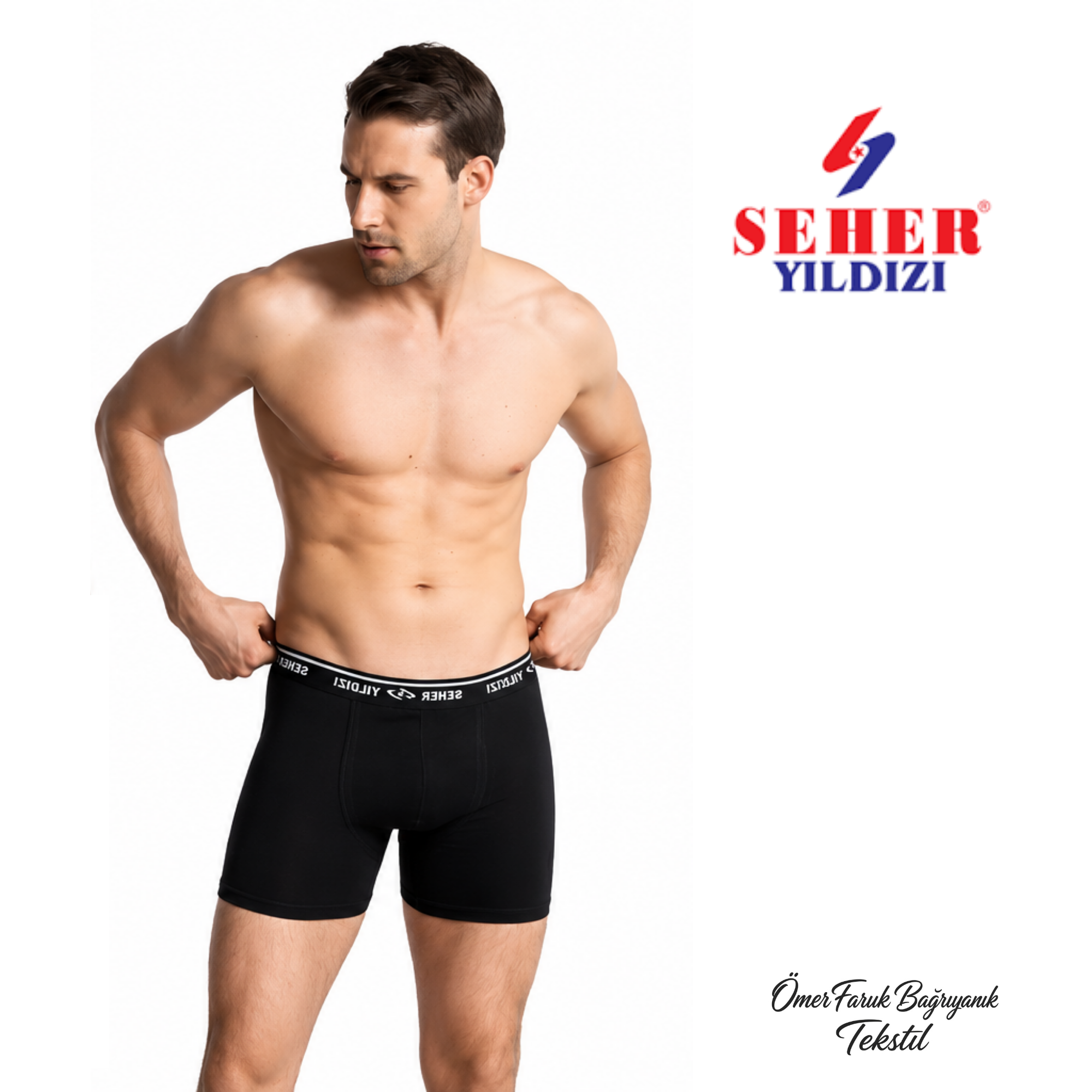 Seher Yıldızı  Siyah Erkek Likralı Boxer 0060