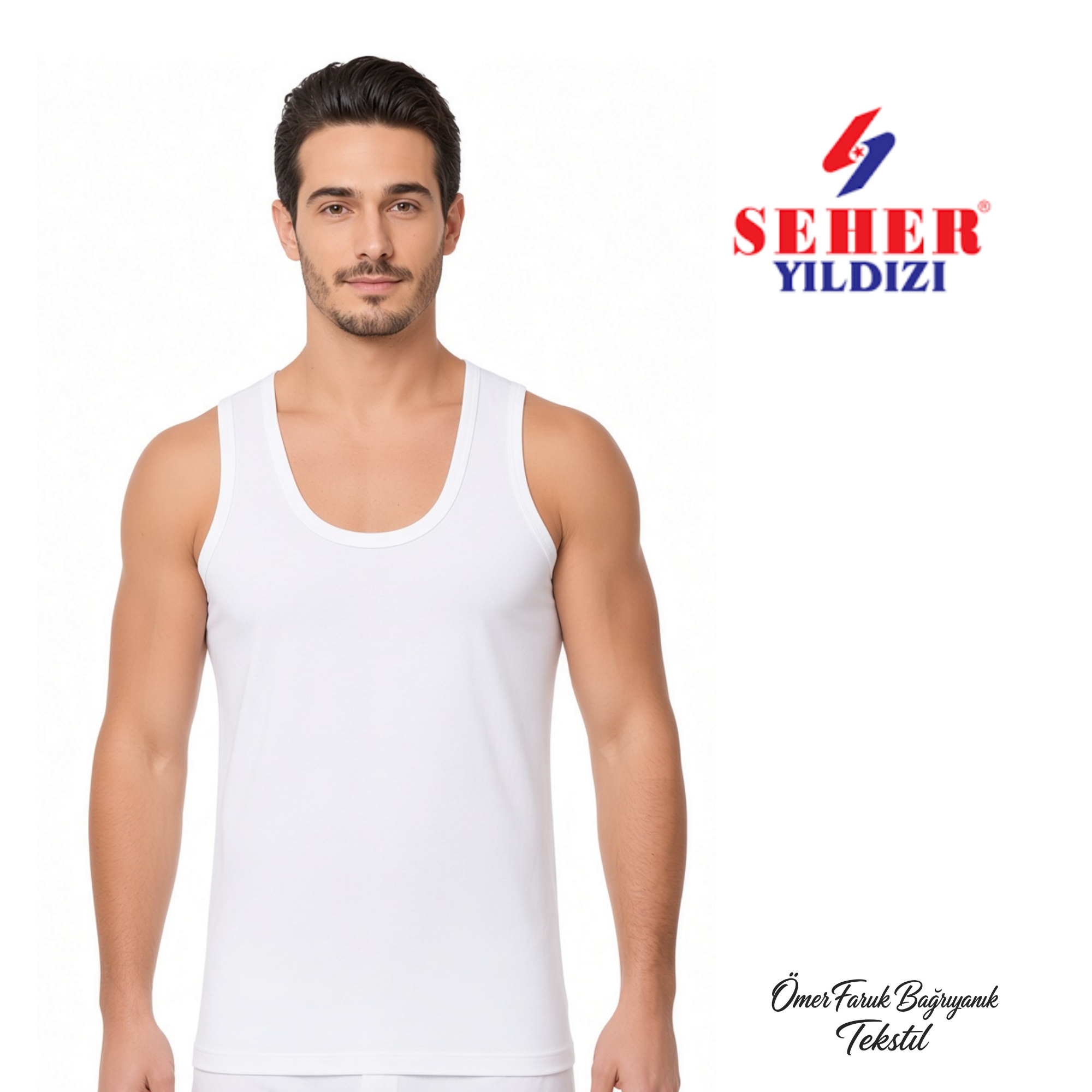 Seher Yıldızı Beyaz Penye Atlet 0001