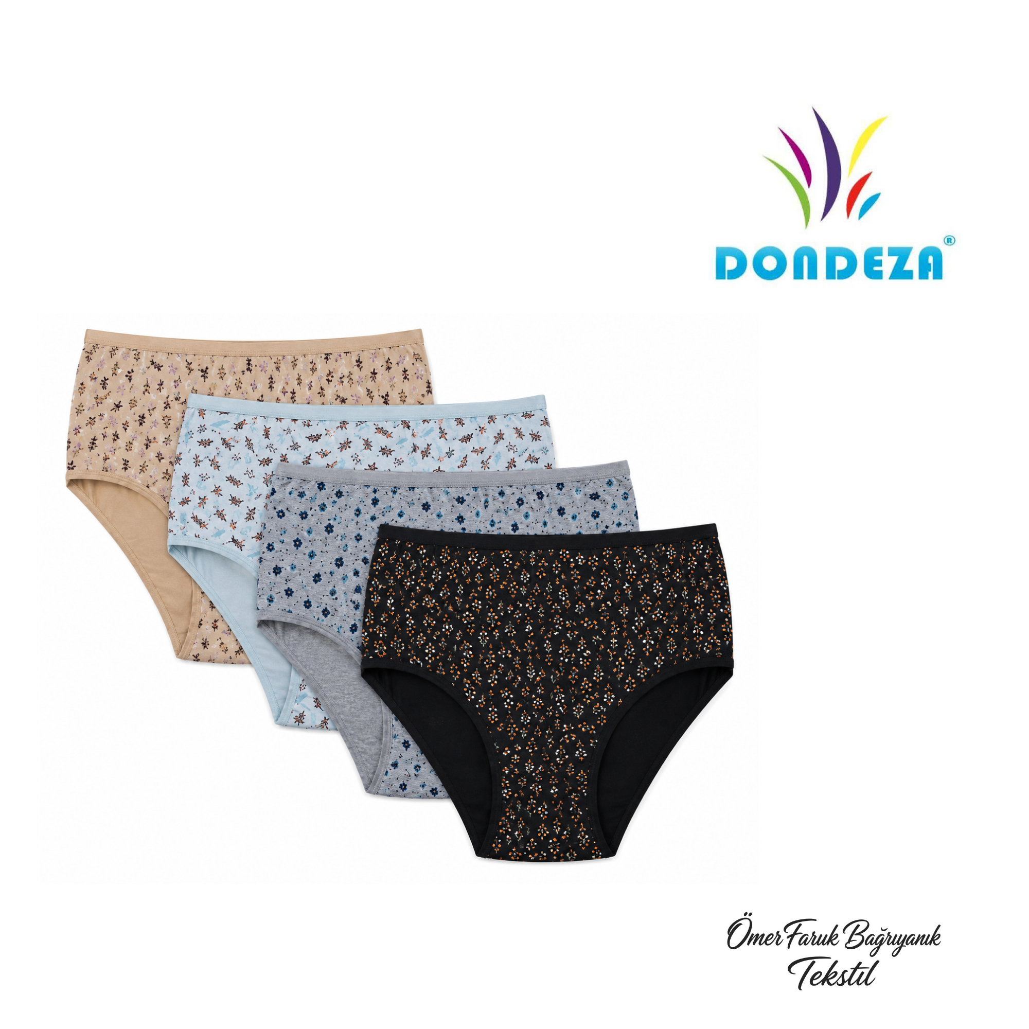 Dondeza Karışık Desenli Kadın Battal 5 XL Bato 617