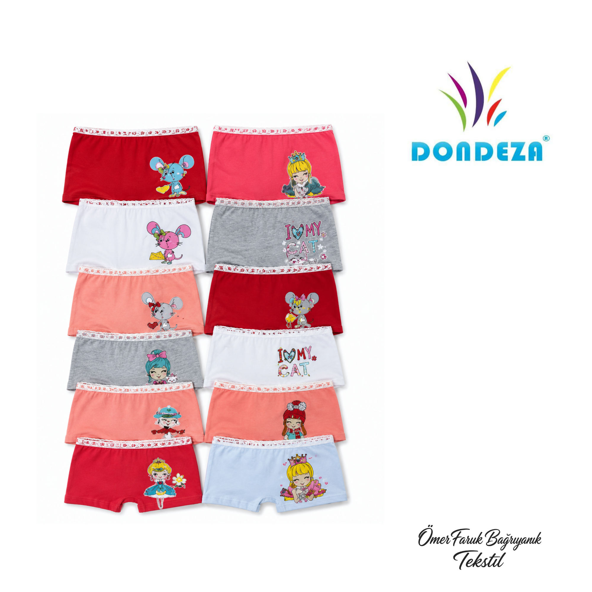 Dondeza Kız Çocuk Baskılı Boxer 402