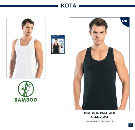 Kota Erkek Penye Bambu Geniş Askılı Atlet 1301