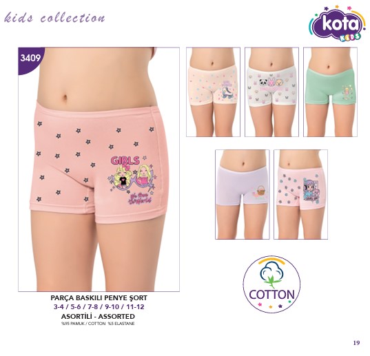 Kota Kız Çocuka Baskılı Boxer 3409