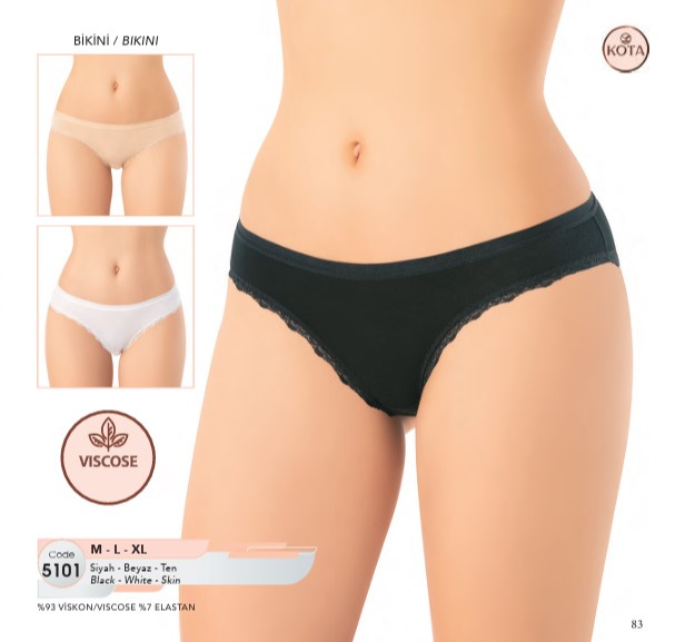 Kota Bayan Tırnak Dantelli Viskon Bayan Bikini 5101