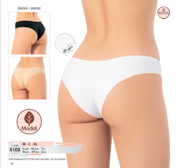 Kota Bayan Arkası Çift Katlı Bikini Külot 5103