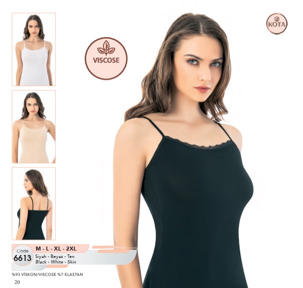 Kota Bayan Dantelli Viskon İp Askı Atlet 6613