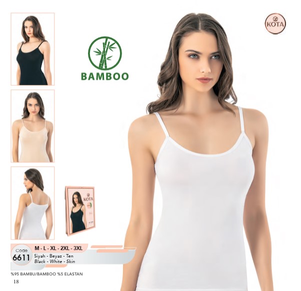 Kota Bayan İnce Askılı Bambu Atlet 6611