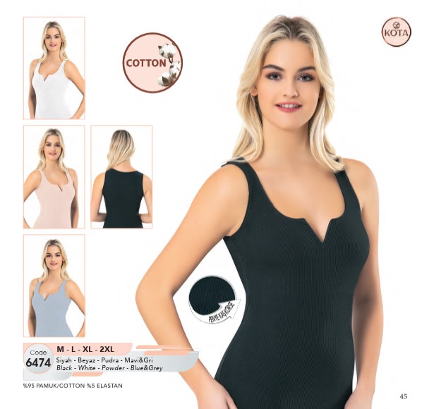 Kota Bayan Modeli Kaşkorse Geniş Askılı Atlet 6474