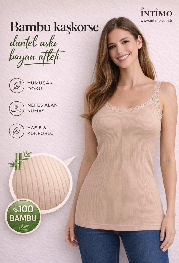 İntimo Kadın Bambu Kaşkorse Dantel Askılı Atlet