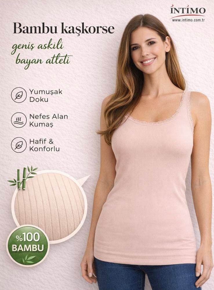 İntimo Bambu Kaşkorse Geniş Askılı Bayan Atlet