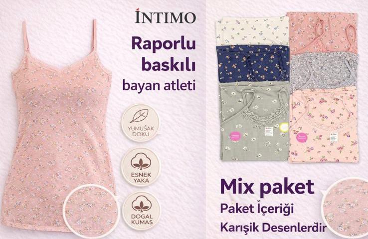 İntimo Raporlu Baskılı Bayan Atlet