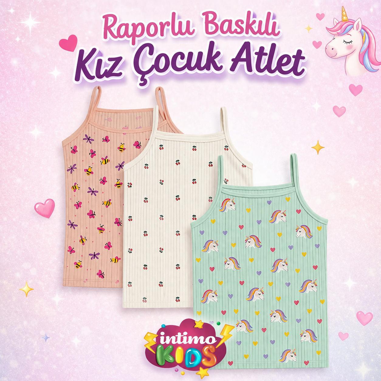 İntimo Kids Raporlu Baskılı Kız Çocuk Atlet
