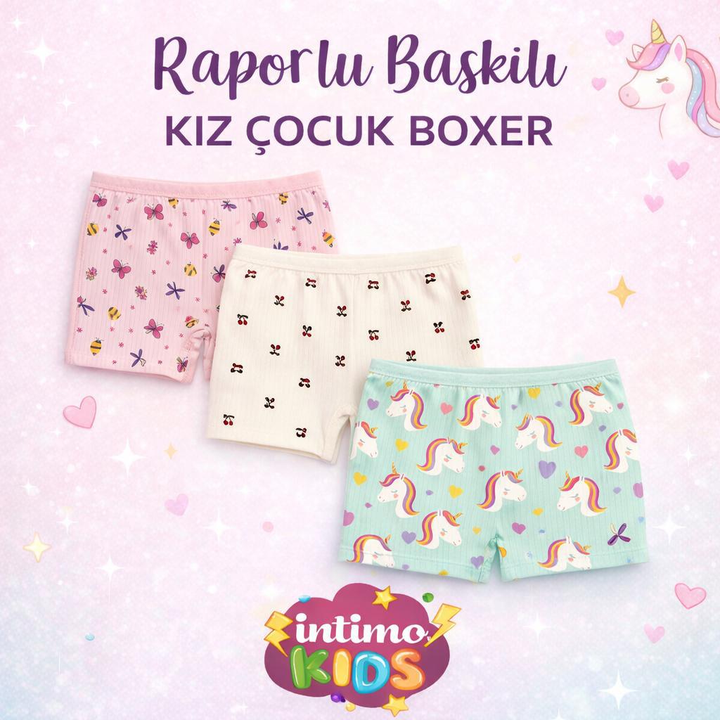 İntimo Kids Raporlu Baskılı Kız Çocuk Boxer