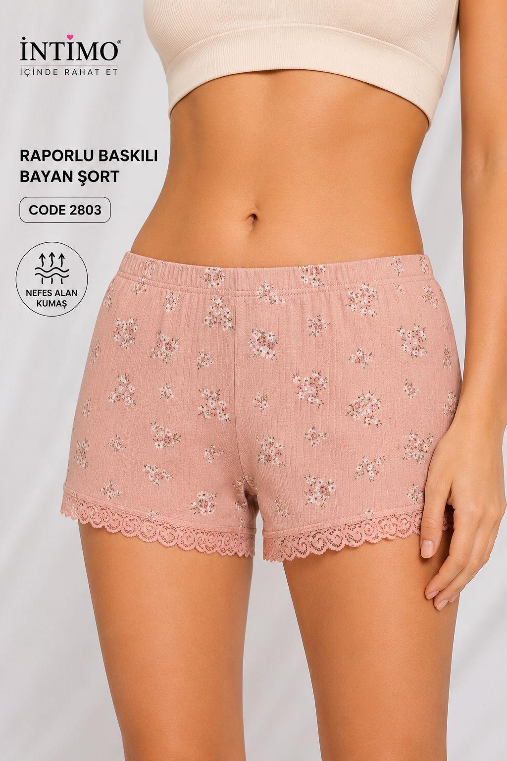 İntimo Raporlu Baskılı Bayan Şort 2803
