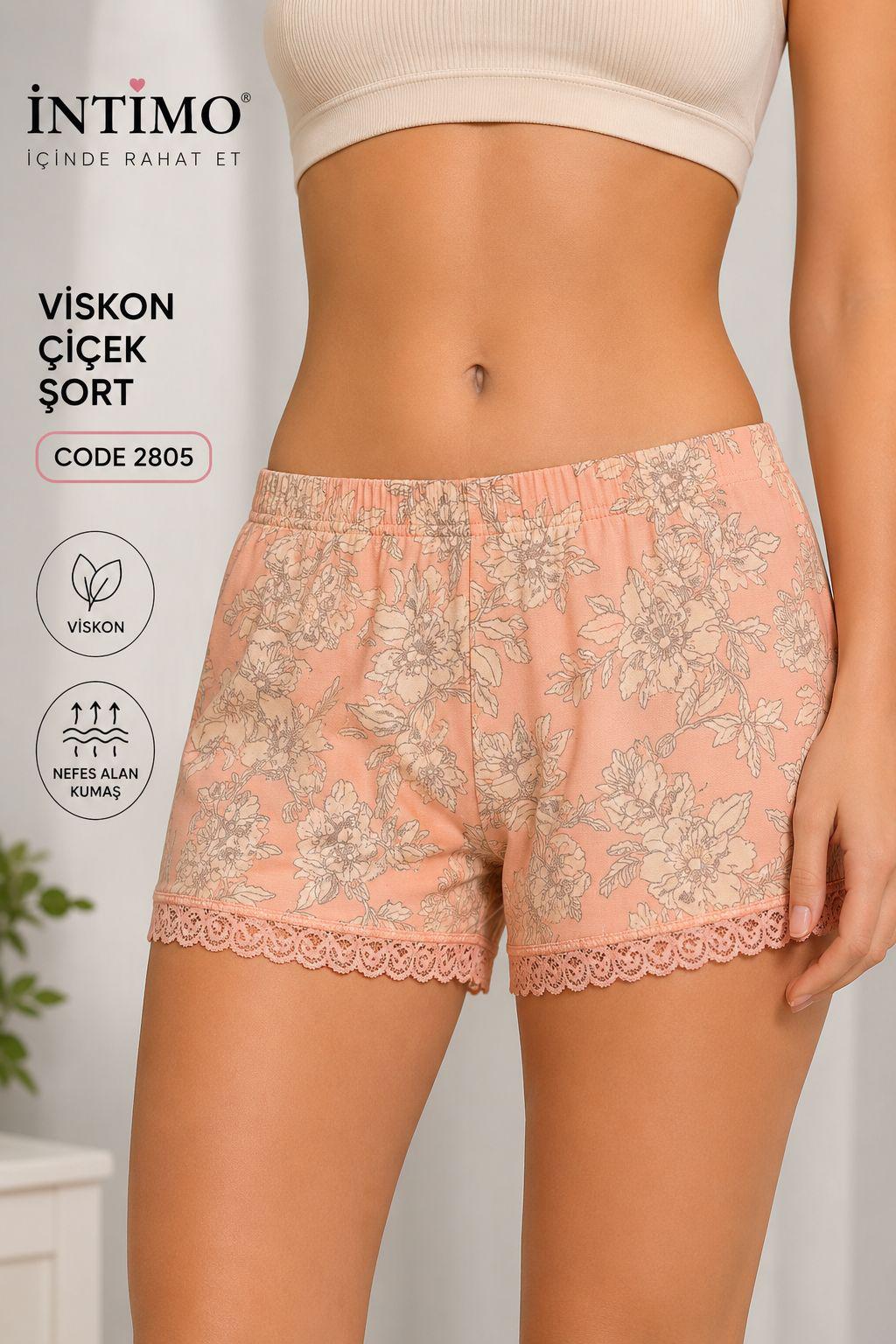 İntimo Viskon Çiçek Desenli Bayan 2805