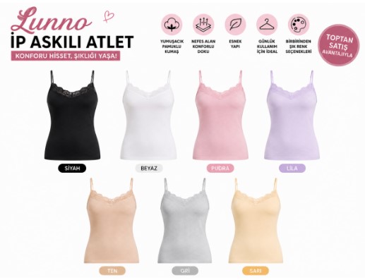 Lunno İp Askılı Dantelli Kadın Atlet 7001