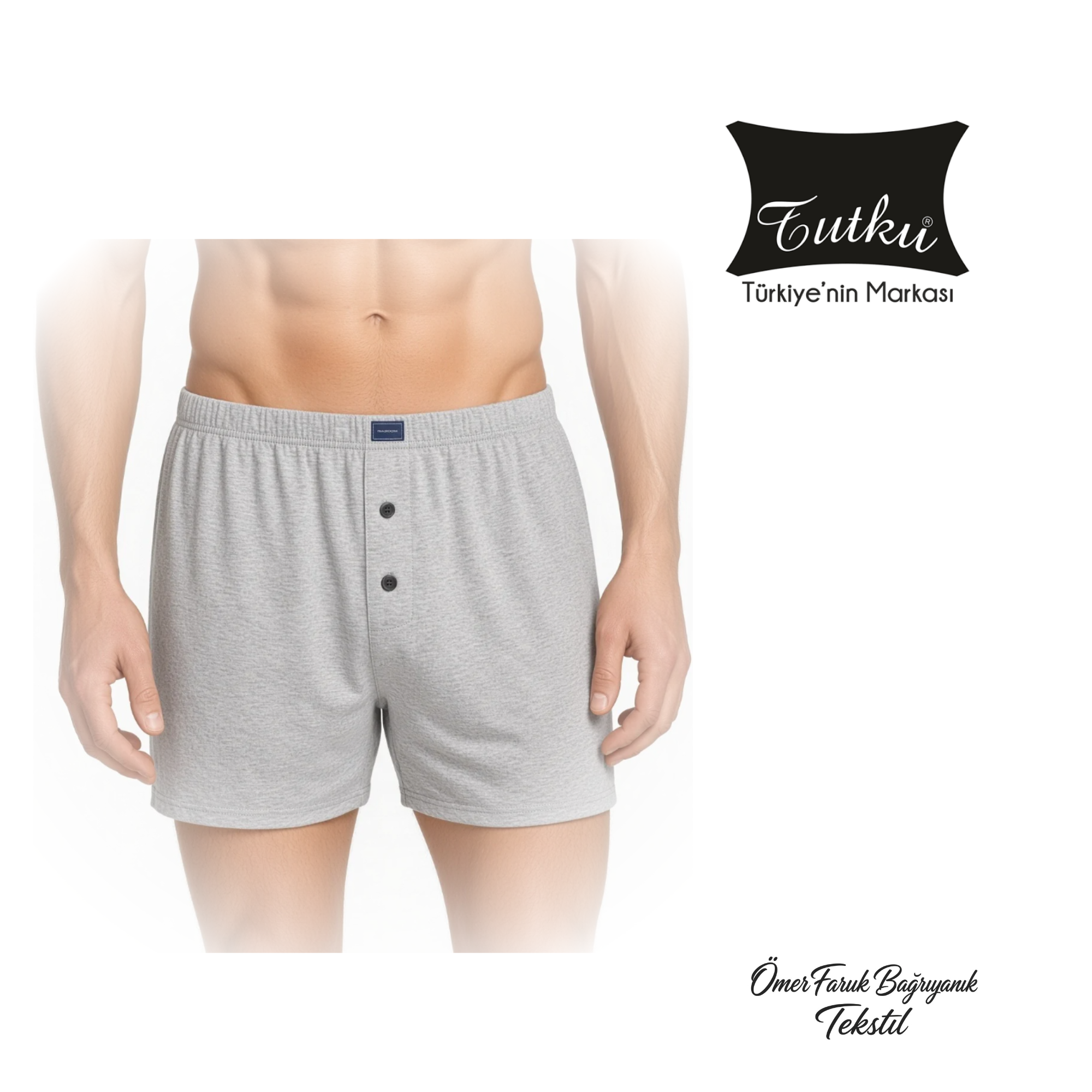 Tutku Gri Erkek Penye Boxer 0117