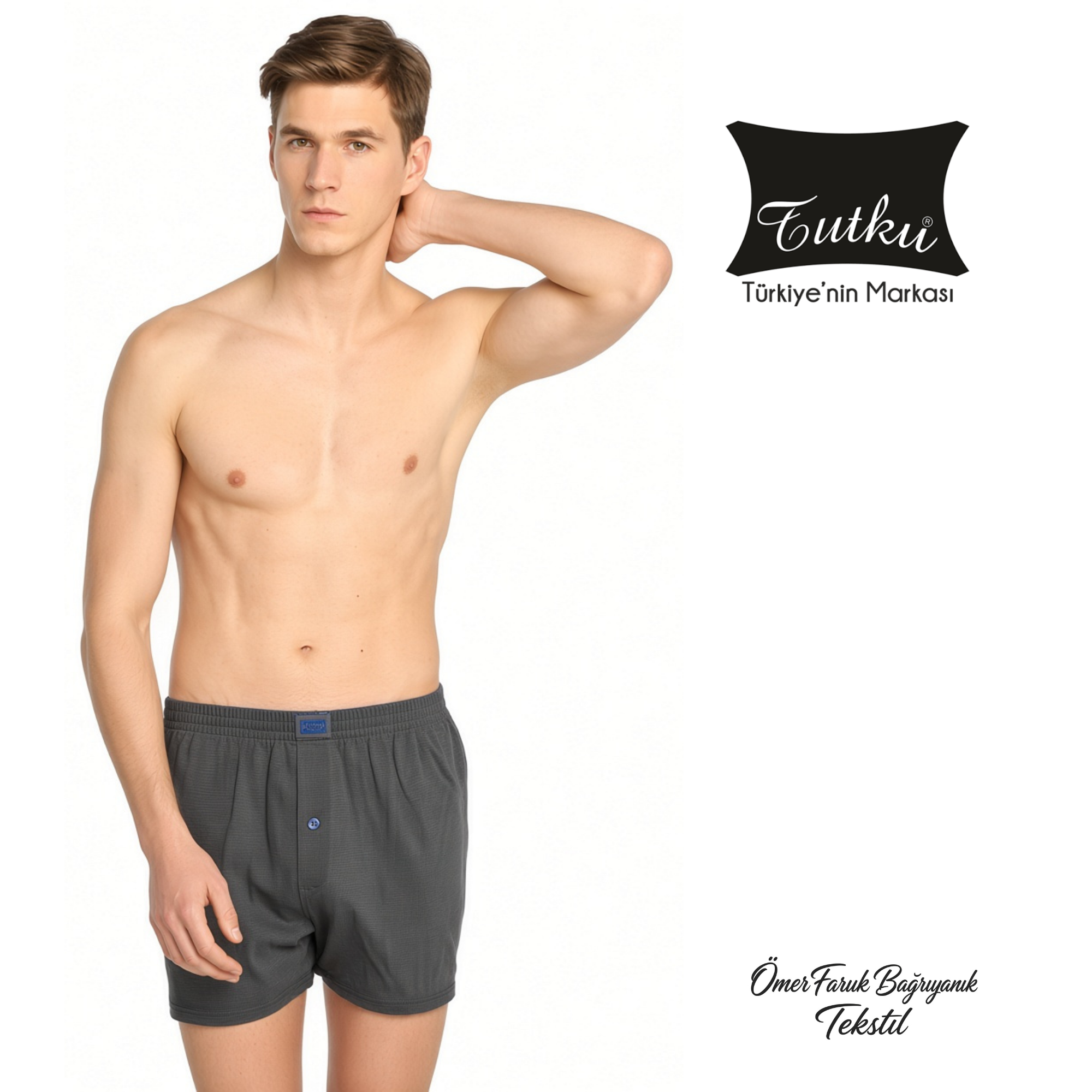Tutku Füme Erkek Penye Boxer 0117