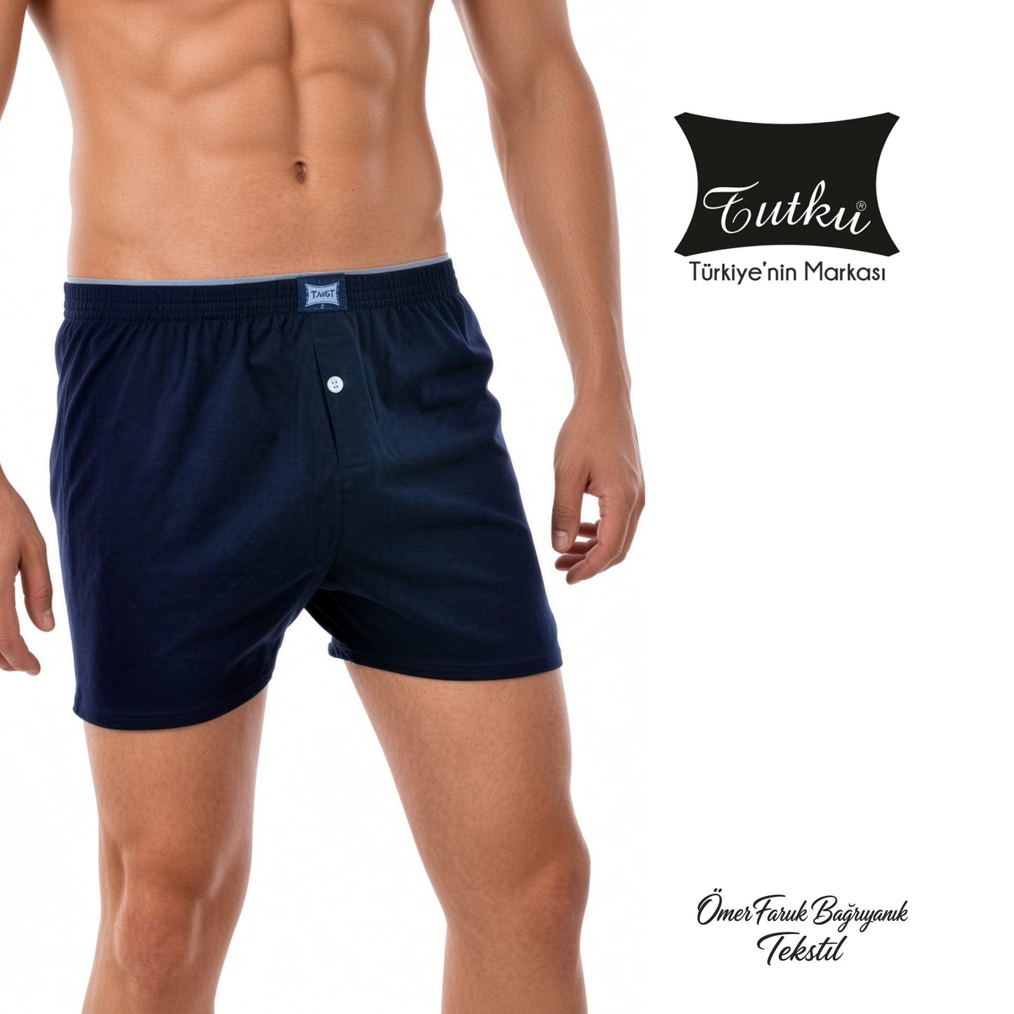 Tutku Lacivert Erkek Penye Boxer 0117