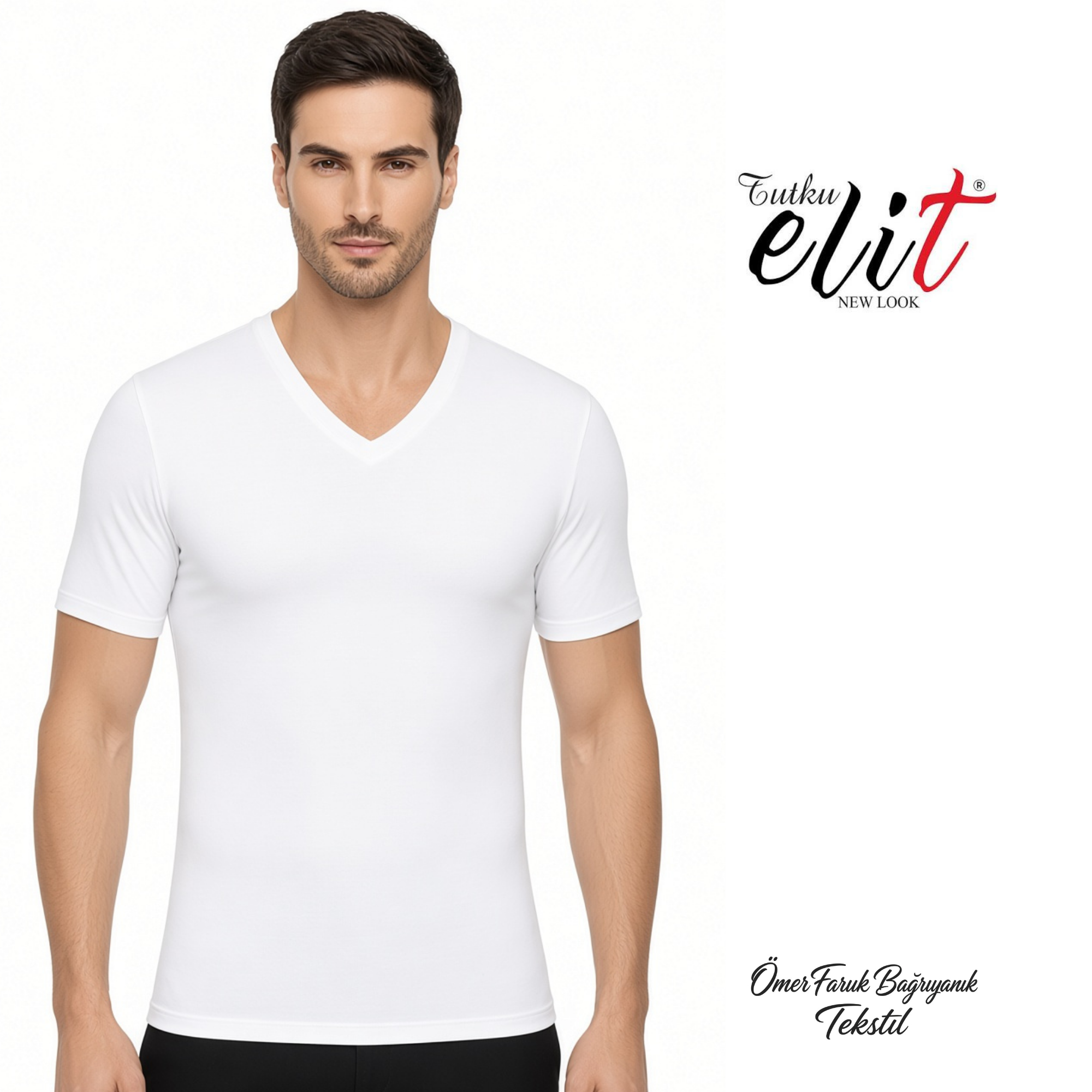 Tutku Elit Beyaz Elastan V Yaka Atlet 1303