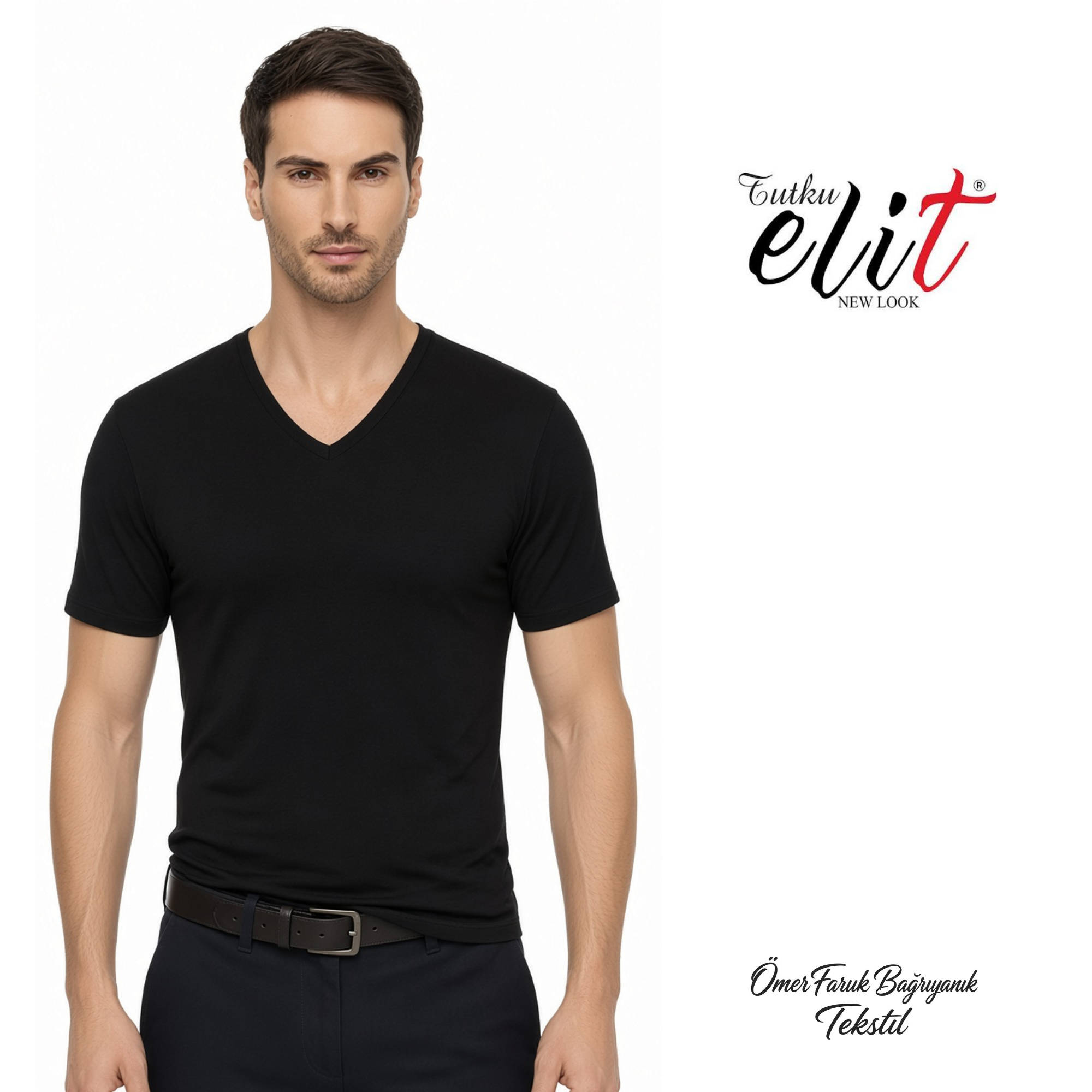 Tutku Elit Siyah Elastan V Yaka Atlet 1303