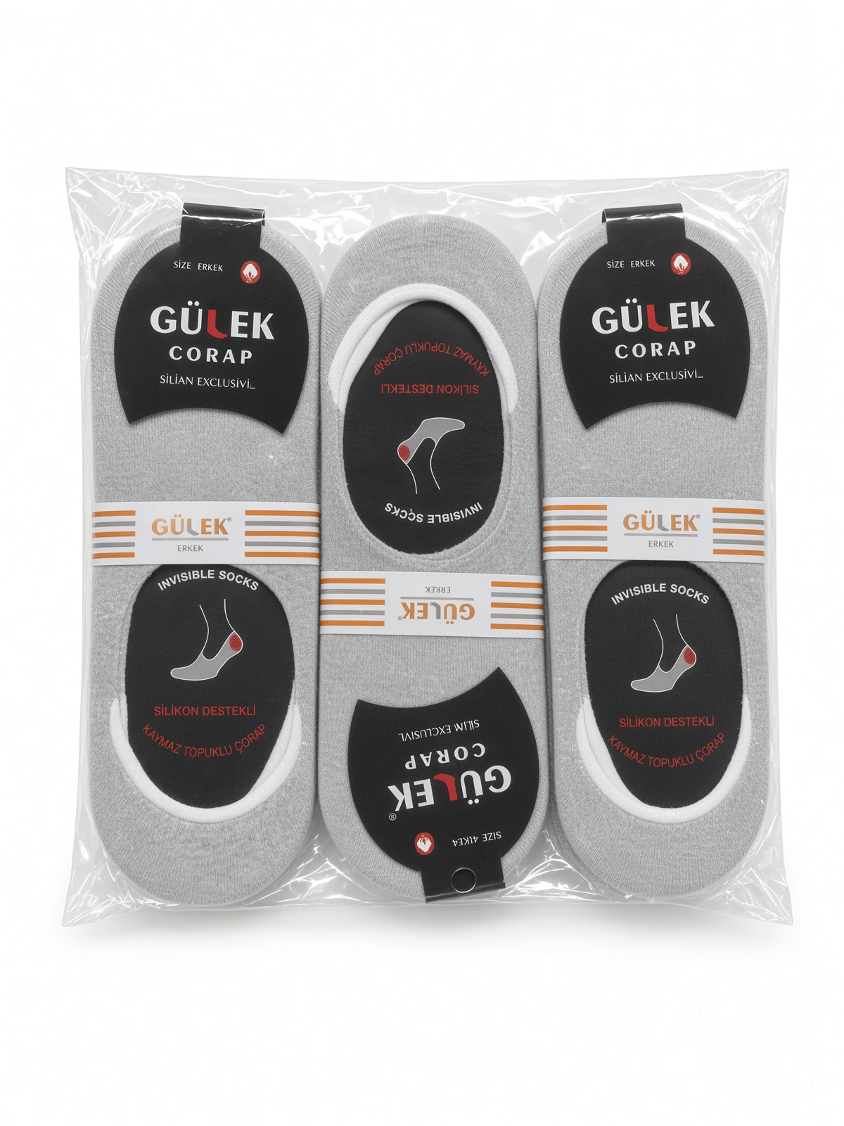 Gülek Gri Erkek Silikon Destekli Invisible Çorap