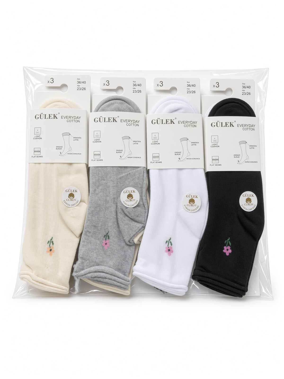 Gülek Everyday Cotton Assorti Nakışlı Kadın Çorap