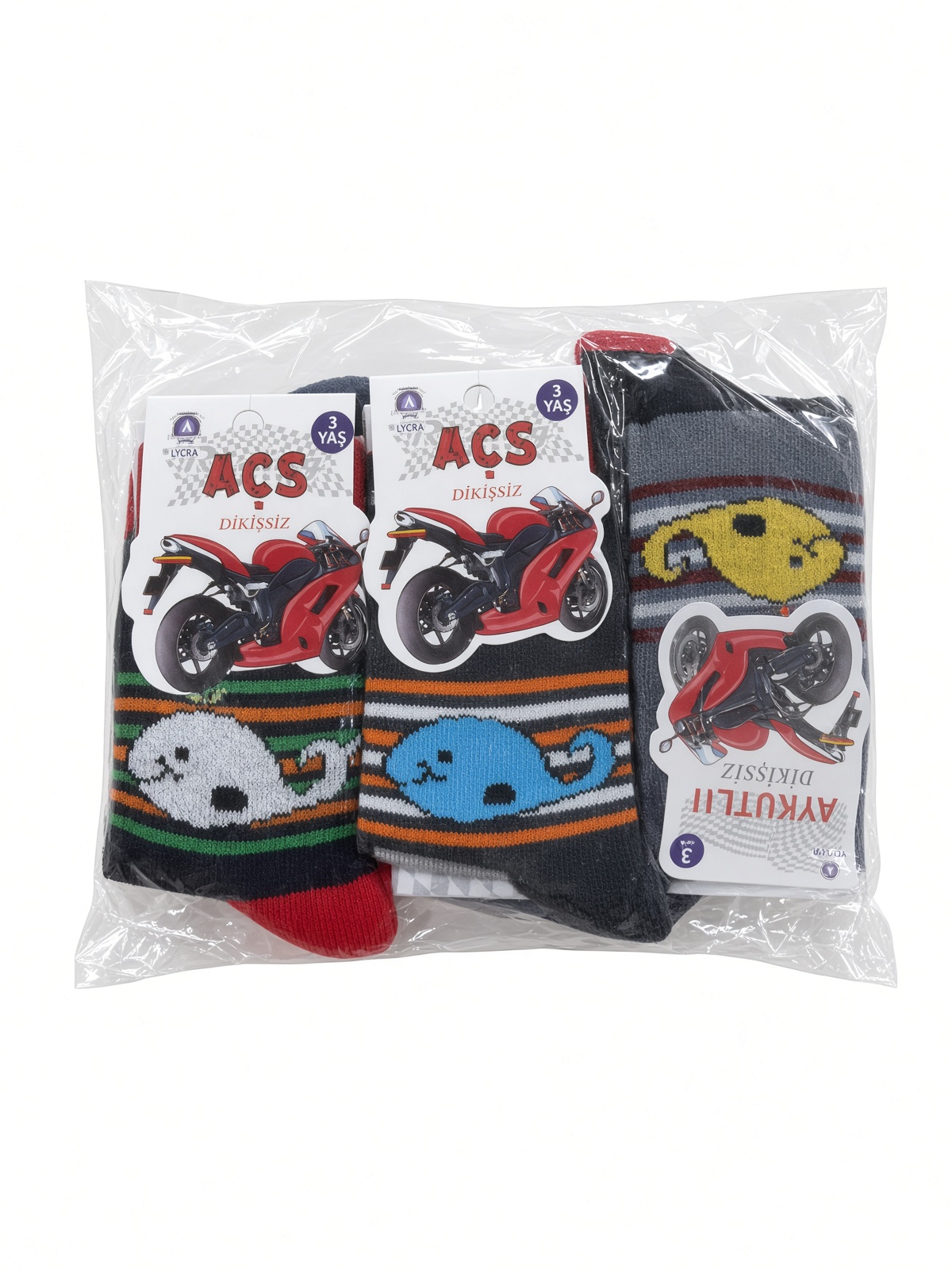 AÇS Assorti Erkek Çocuk Dikişsiz Çorap