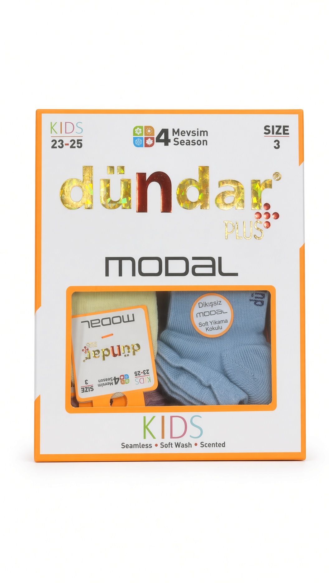 Dündar Plus Assorti Çocuk Modal Dikişsiz Çorap