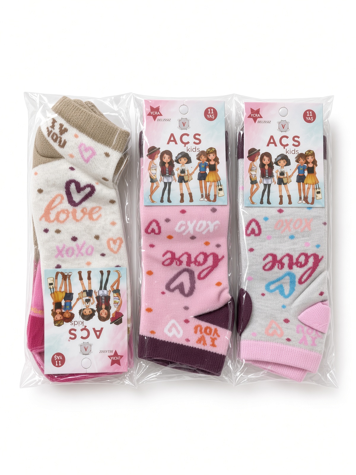 AÇS Kids Assorti Kız Çocuk Çorap