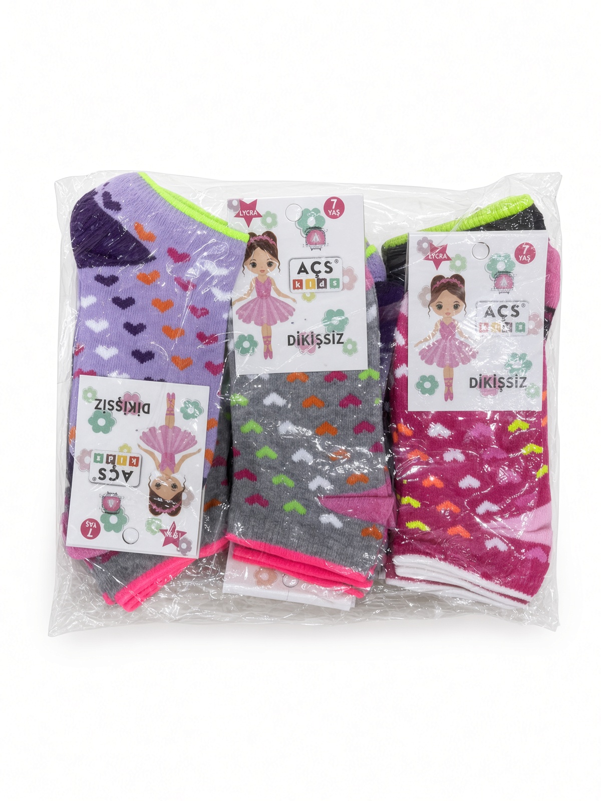 AÇS Kids Assorti Kalpli Kız Çocuk Dikişsiz Çorap