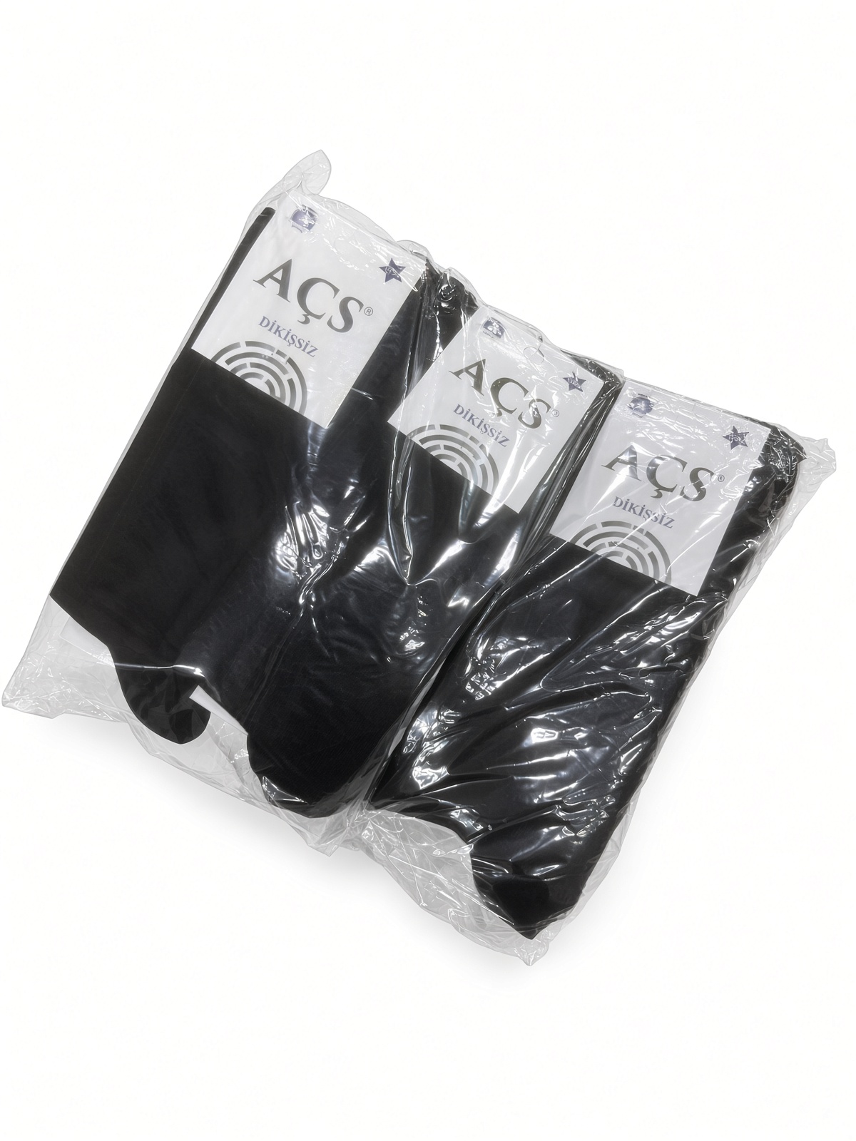AÇS Siyah Unisex Dikişsiz Çorap